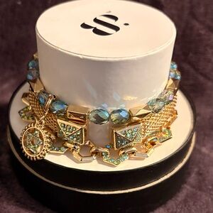 Halloween Stack 2025 Gold and Blue Charm Bracelet Set